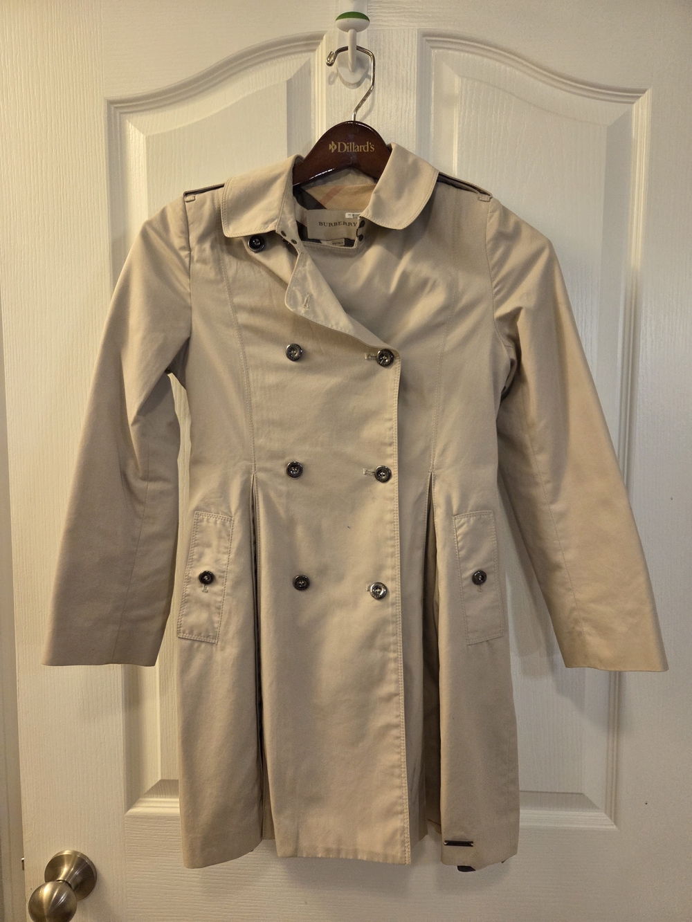 Light Beige Double-Breasted Trench Coat